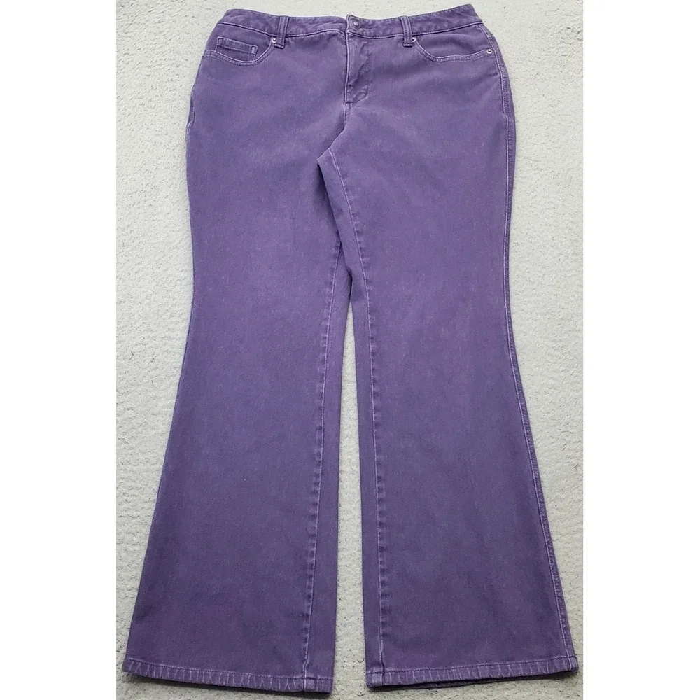 Coldwater Creek Flared Leg Jeans Womens 12P Purple Denim Stretch Streetwear